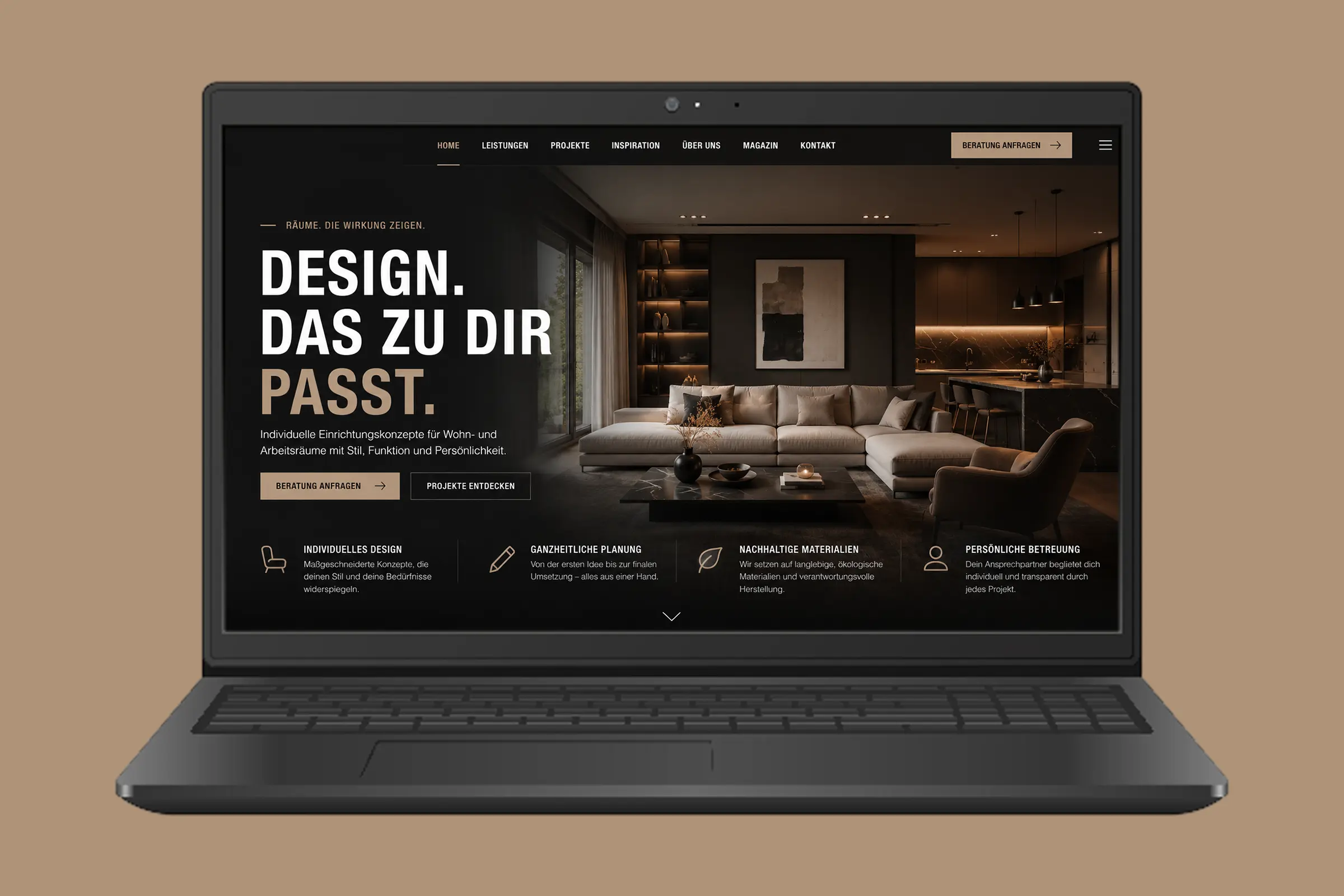 Website-Referenz Einrichtung Strauss mit Interior- und Möbel-Webdesign